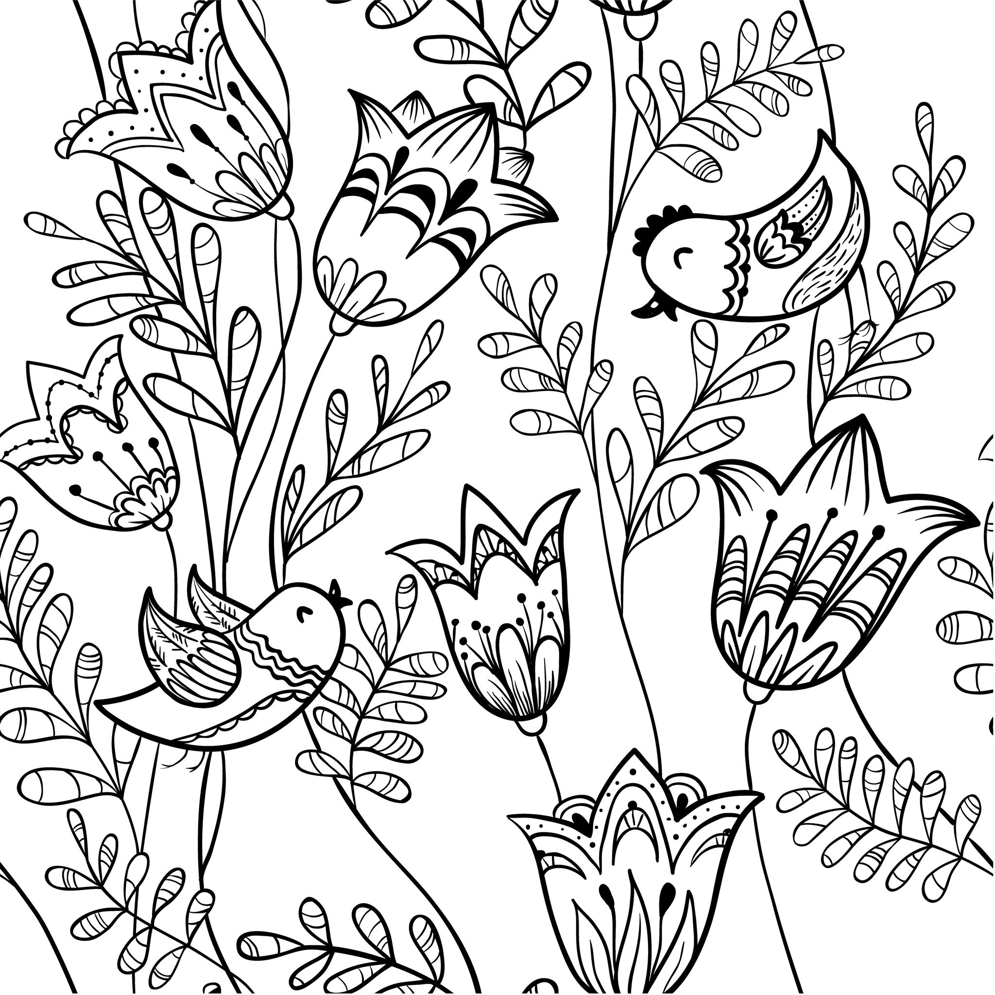 15    Coloriage A Imprimer Fleur Et Oiseaux