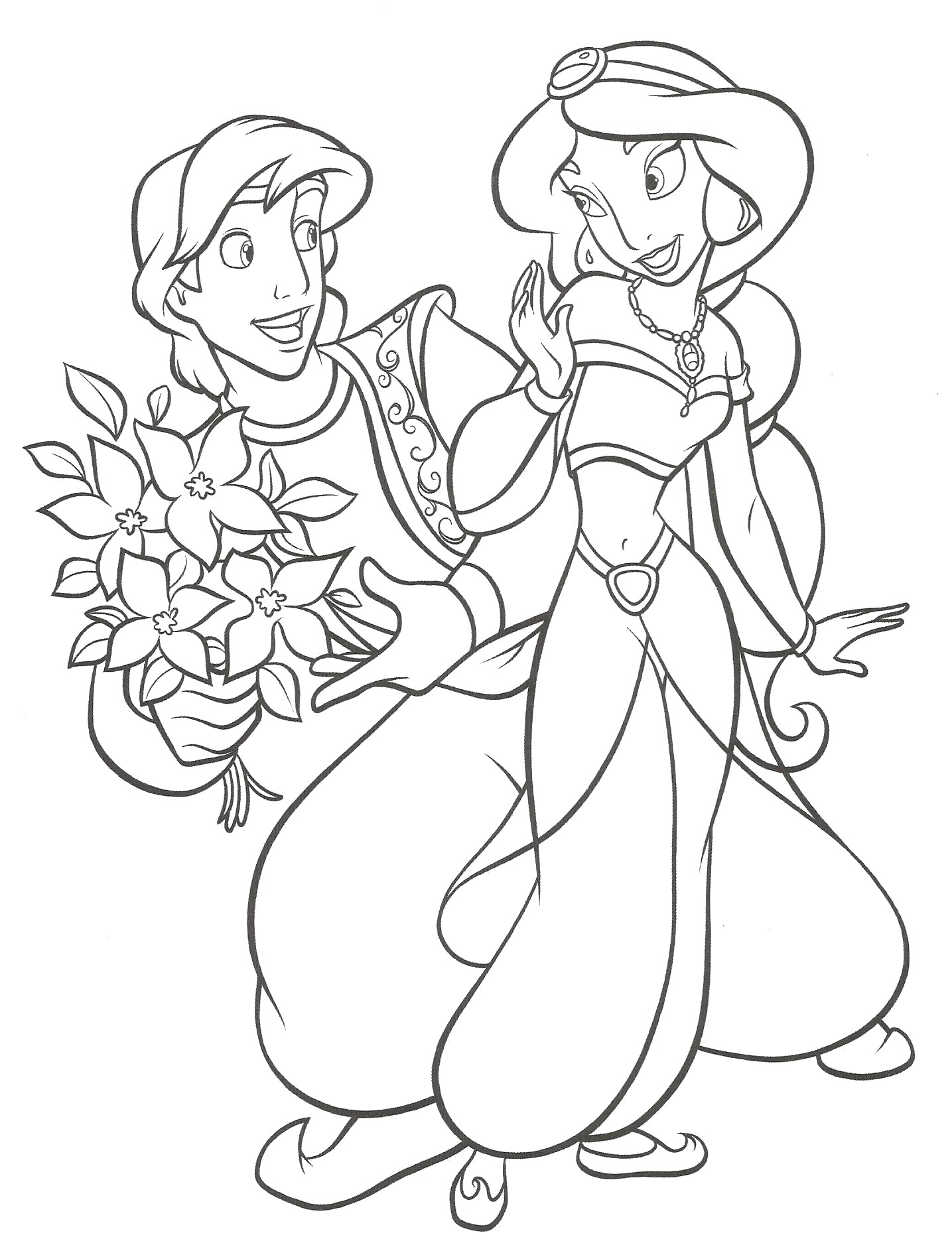 coloriage aladdin et jasmine en ligne