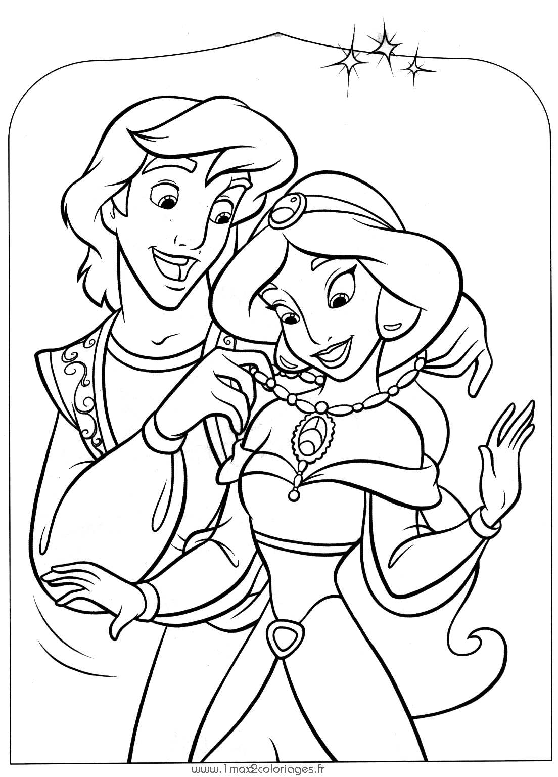 coloriage aladdin et jasmine en ligne