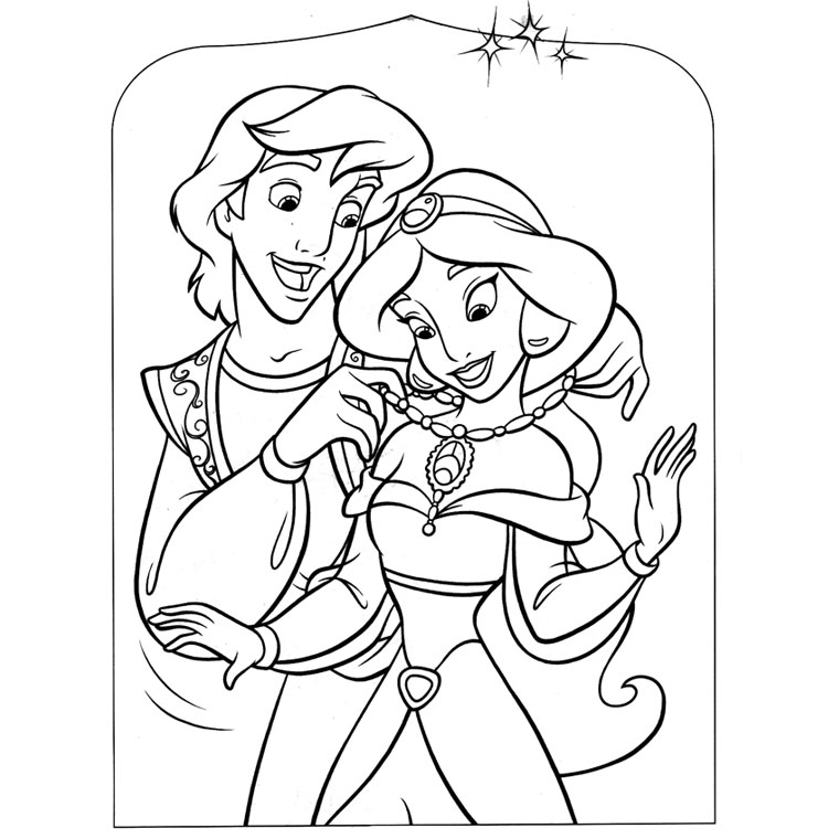 coloriage aladdin et jasmine gratuit