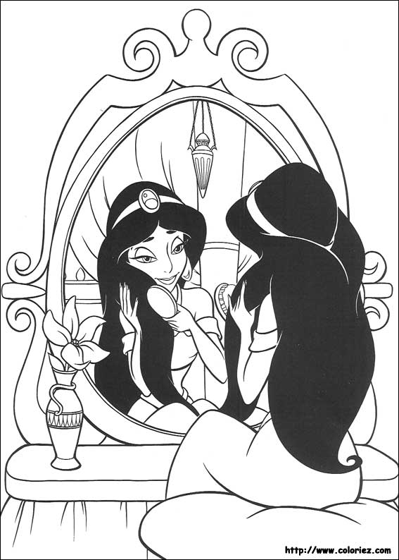 coloriage aladdin et jasmine gratuit