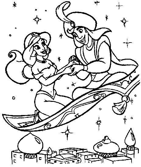 coloriage aladdin et jasmine