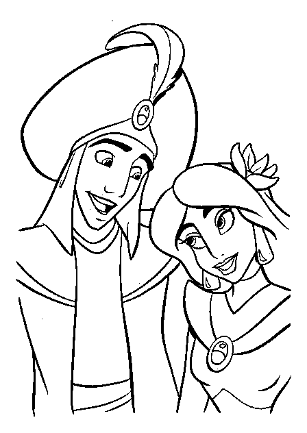 coloriage aladdin et jasmine