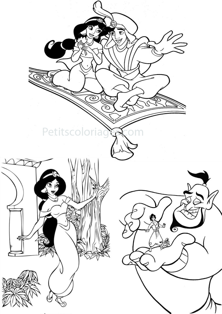 coloriage aladdin et jasmine gratuit