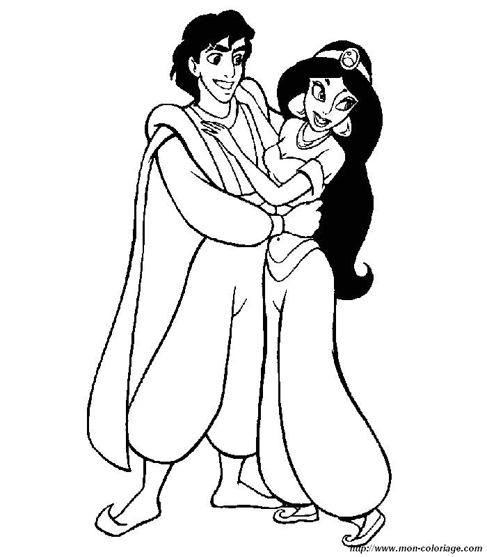 coloriage aladdin jasmine