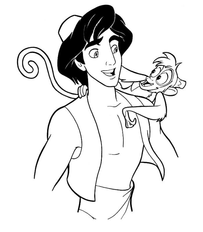 coloriage à dessiner aladdin et jasmine en ligne