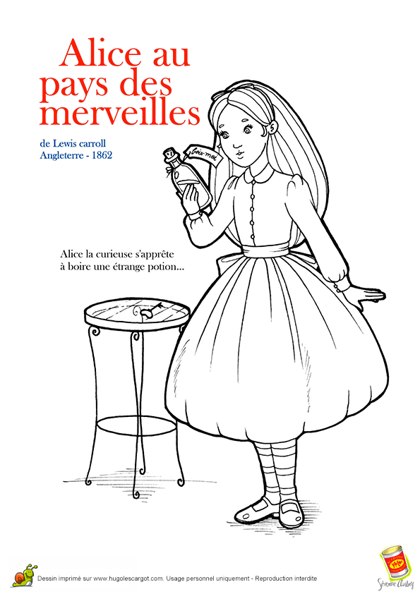 coloriage  dessiner alice au pays des merveilles gratuit