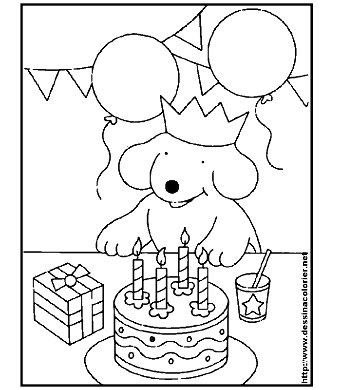coloriage à dessiner anniversaire 1 an