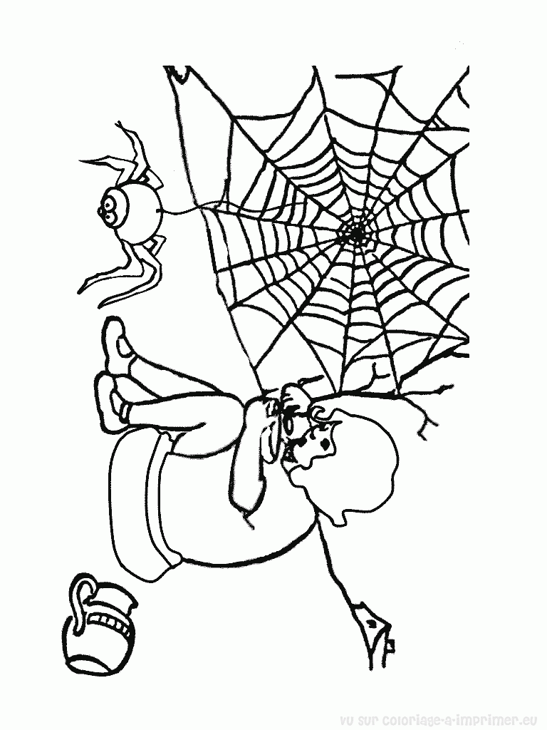 coloriage à dessiner toile araignée halloween