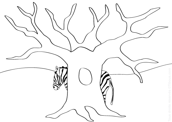 coloriage arbre et oiseaux