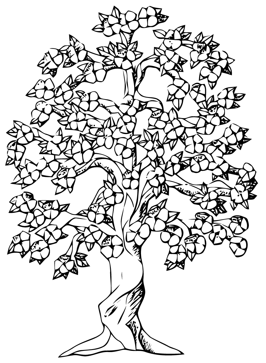 coloriage arbre avec racines