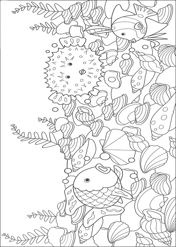 coloriage à dessiner arc en ciel poisson