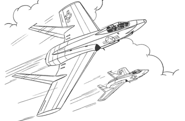 coloriage avion de chasse a imprimer