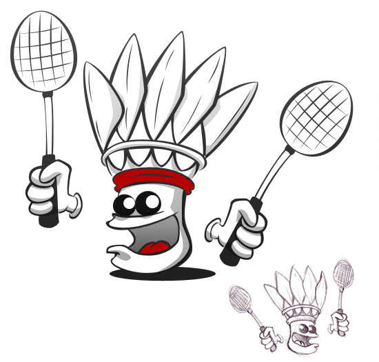 dessin à colorier de raquette de badminton