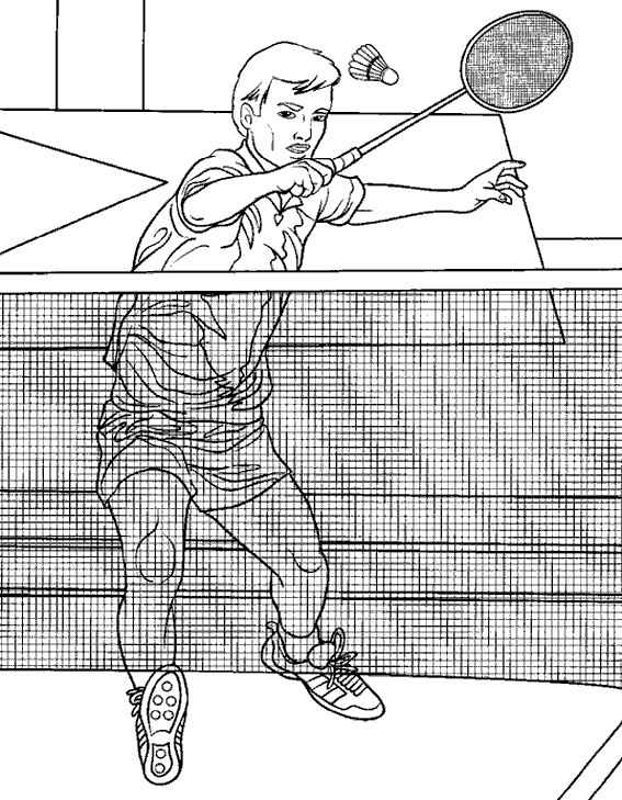 dessin  colorier joueur de badminton