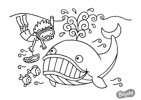 dessin baleine a colorier