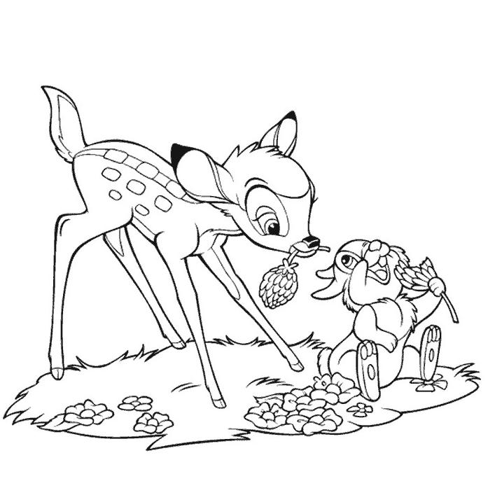 coloriage à dessiner bambi et sa maman à imprimer