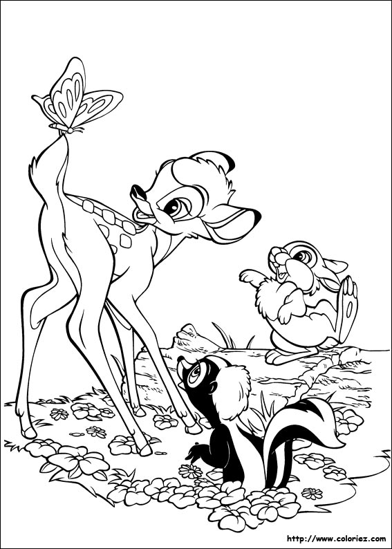 dessin à colorier bambi et panpan