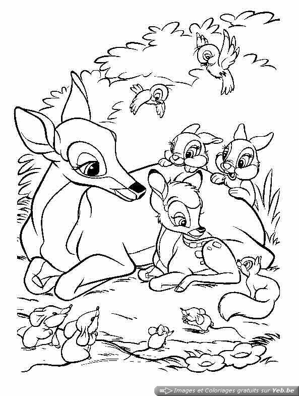 dessin à colorier bambi et son papa