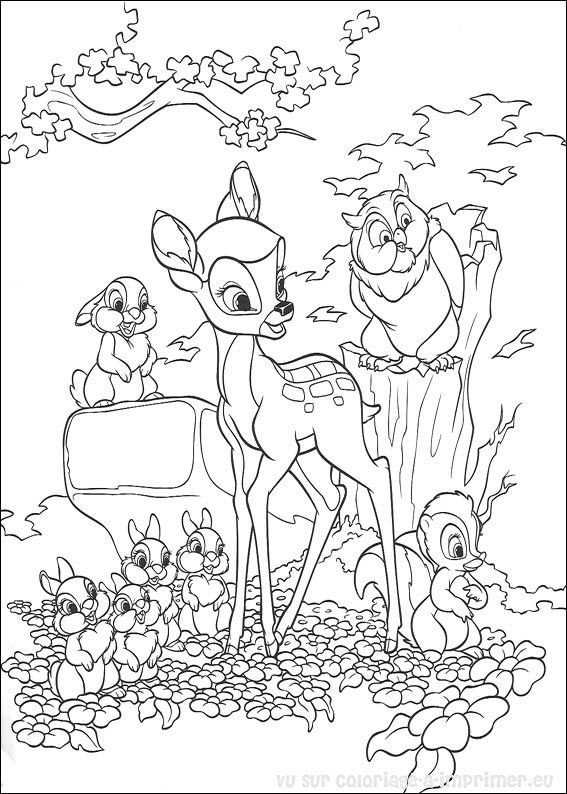 dessin  colorier de bambi et sa maman