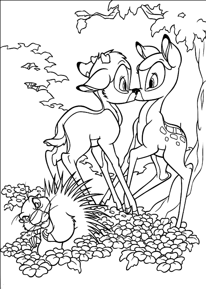 dessin à colorier bambi et ses amis
