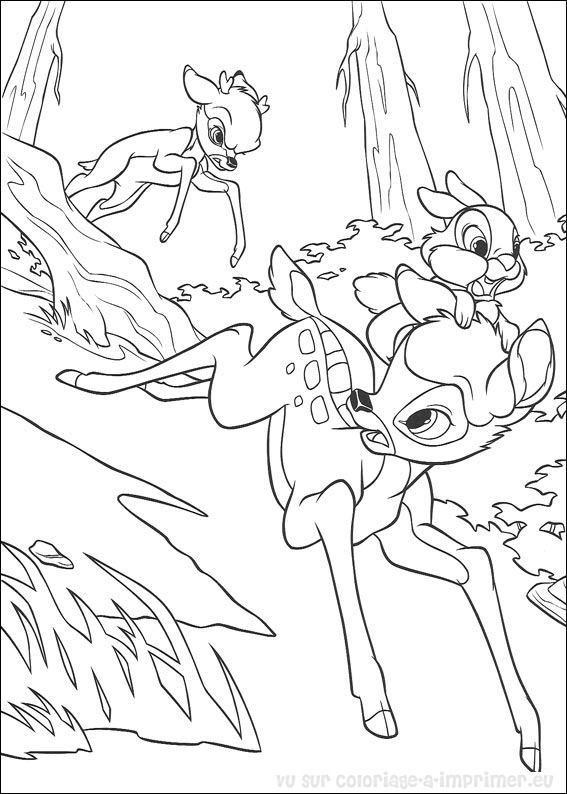 coloriage à dessiner bambi et panpan