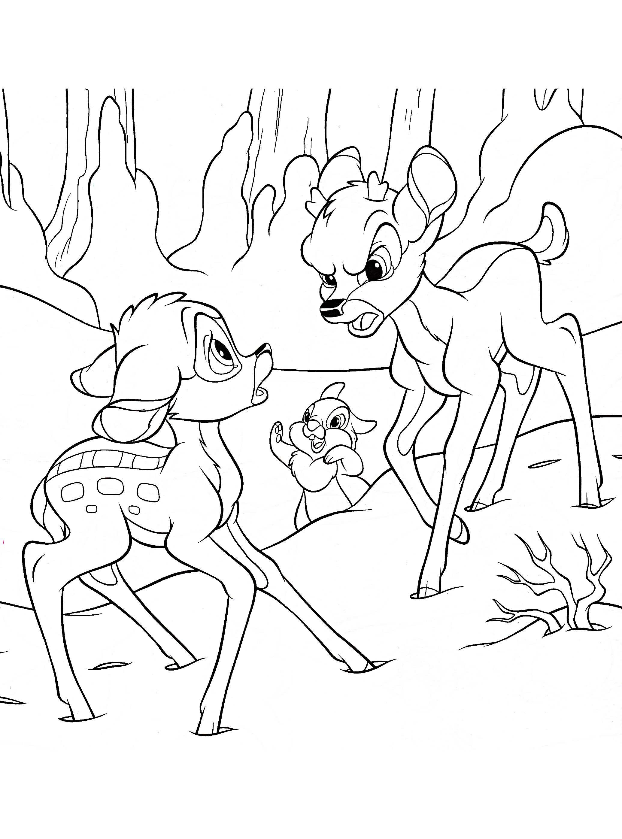 dessin à colorier bambi et sa maman