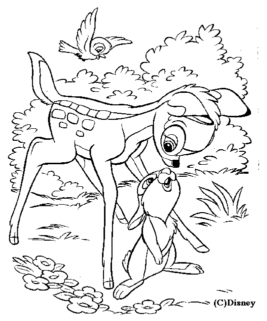 dessin à colorier de bambi a imprimer