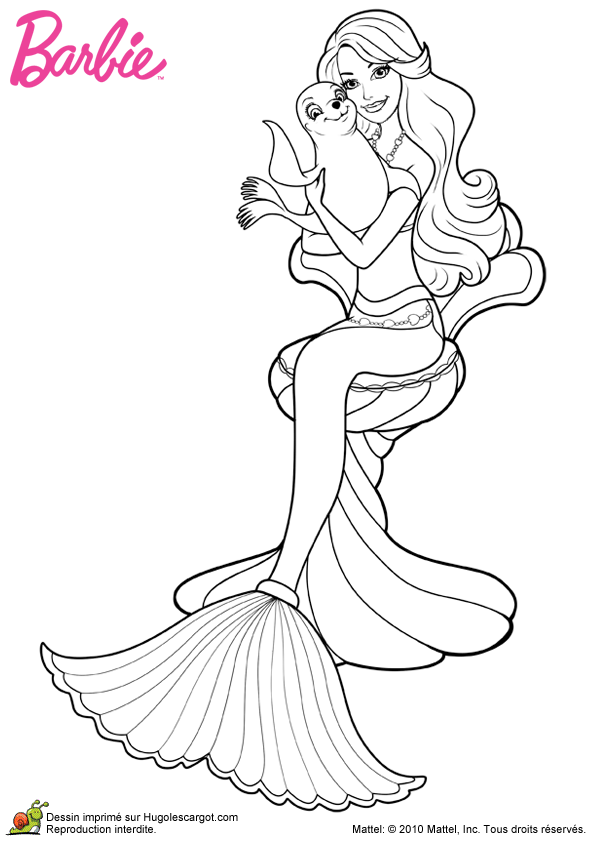 coloriage  dessiner barbie en sirene