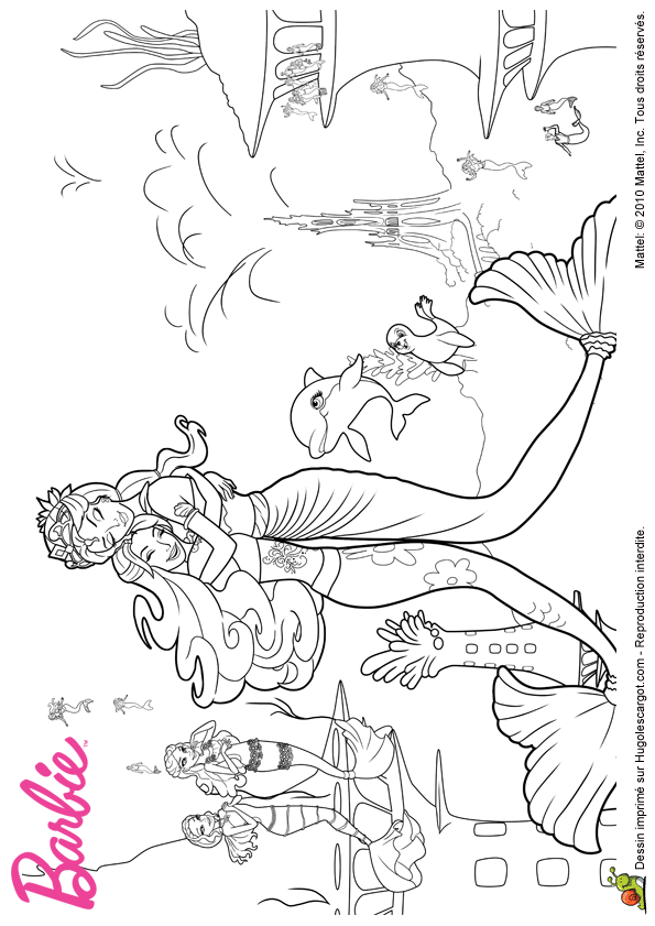 dessin à colorier barbie sirene gratuit