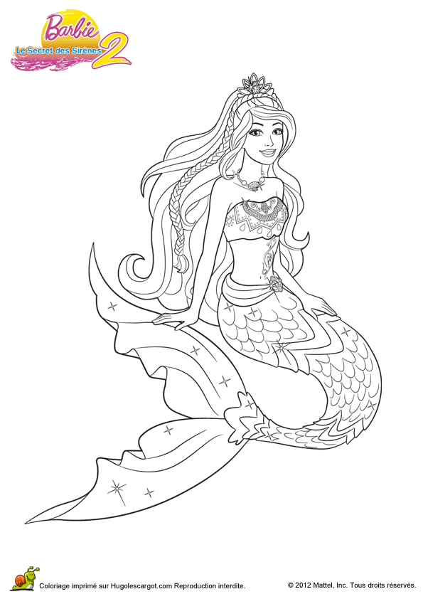 coloriage à dessiner barbie sirene 3