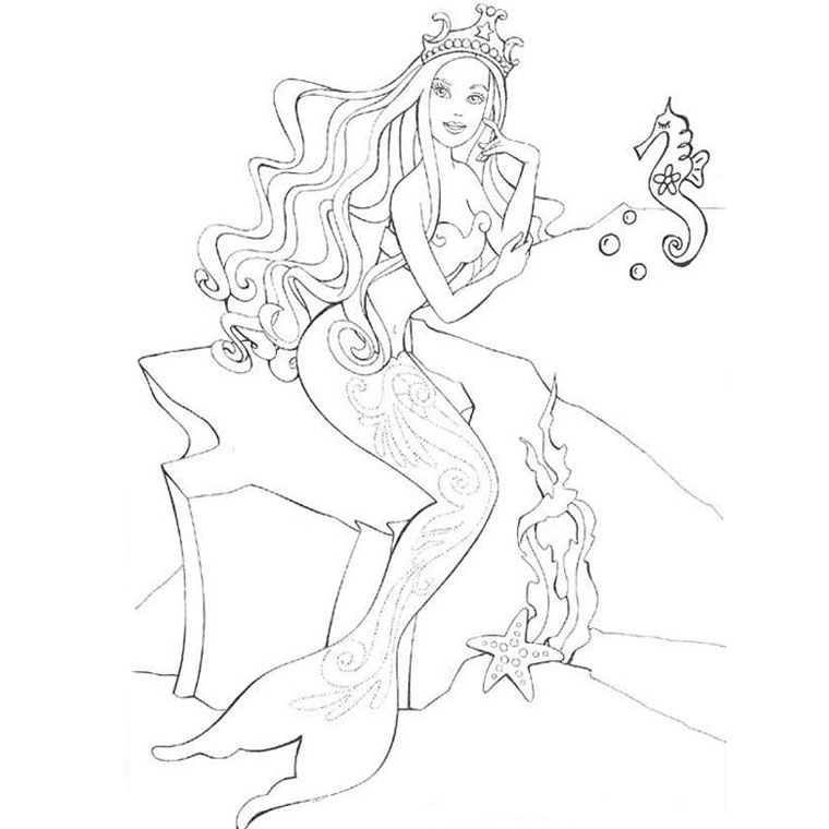 coloriage  dessiner barbie sirene 2 a imprimer