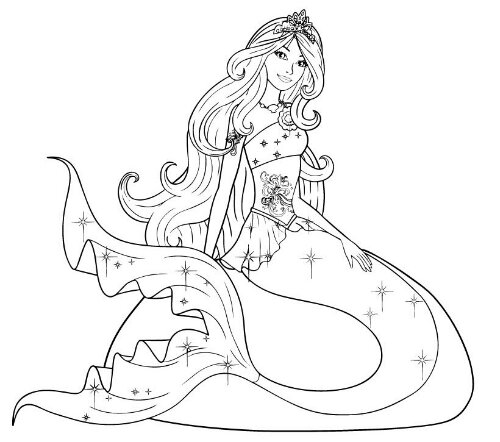 coloriage barbie sirene sur ordinateur