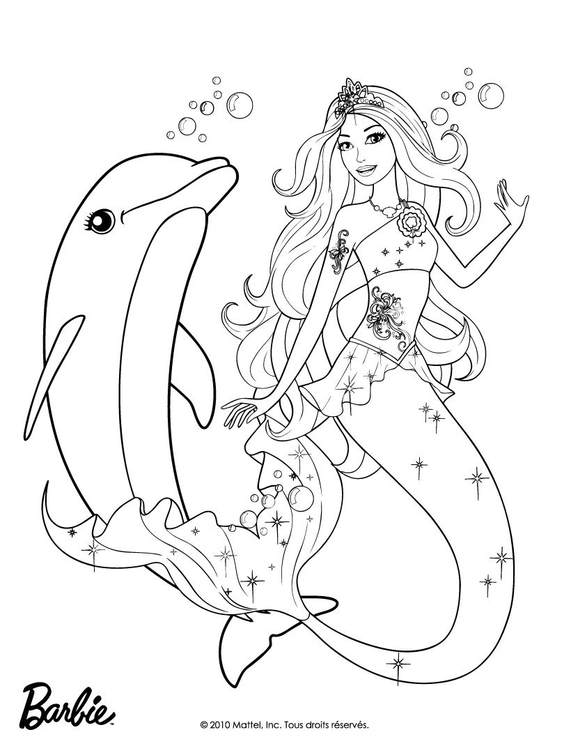 coloriage barbie sirene sur ordinateur