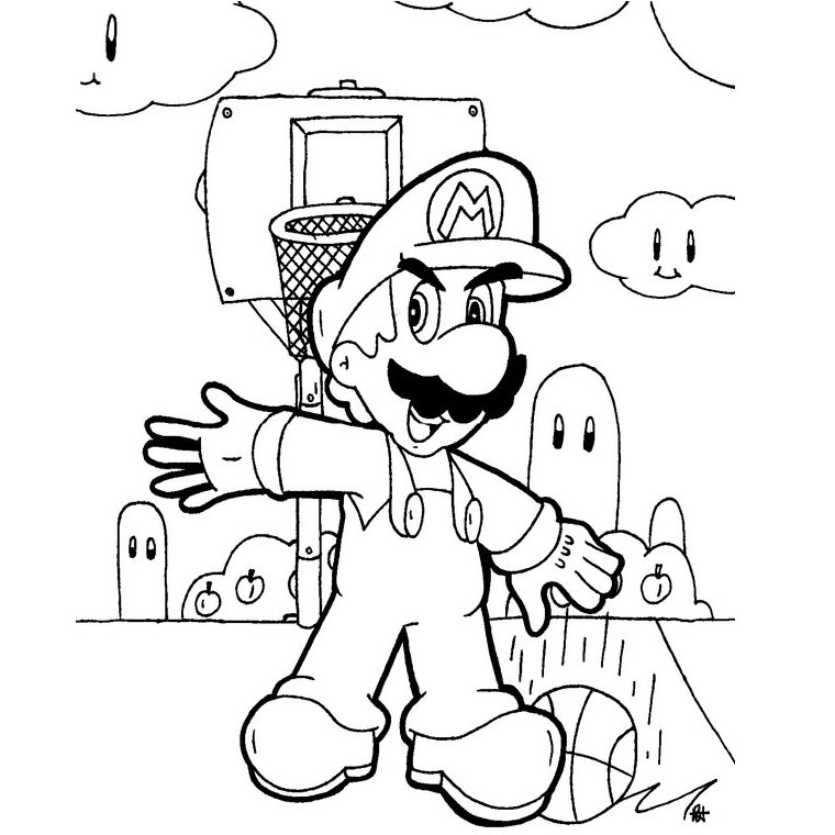 dessin mario slam basketball