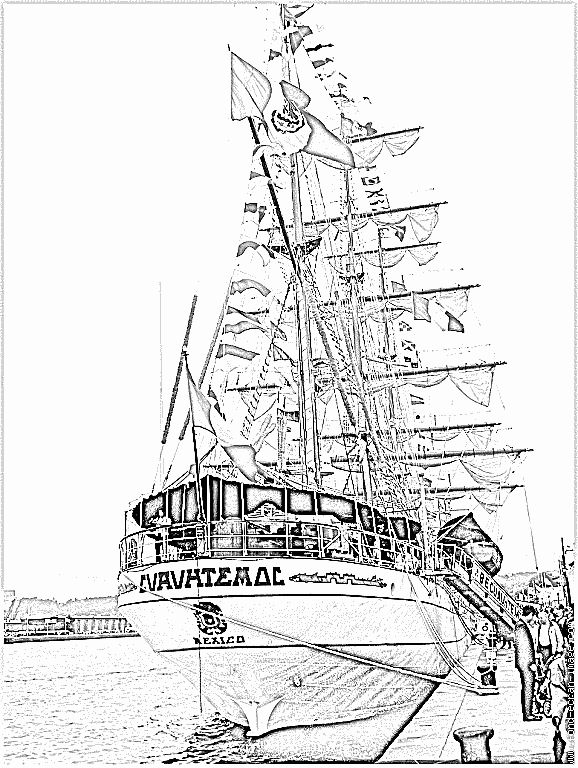 coloriage bateau a voile a imprimer