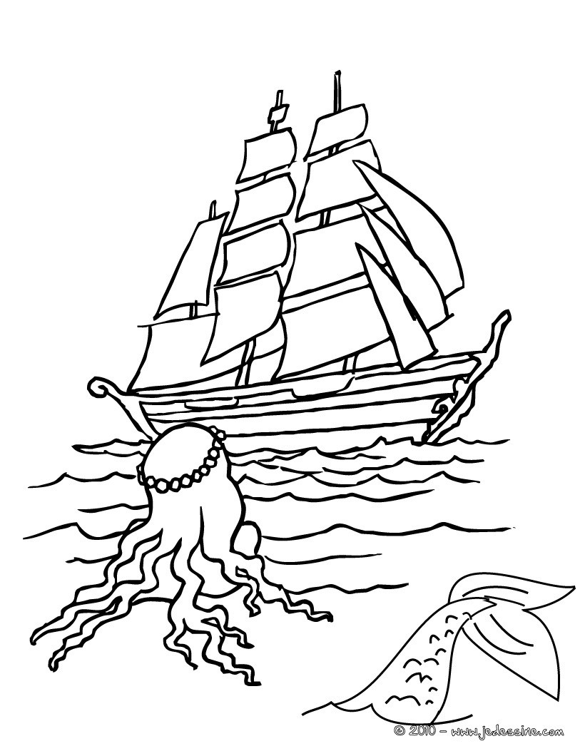 Illustration d'un bateau à colorier