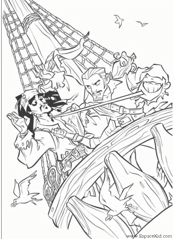 image bateau pirate coloriage