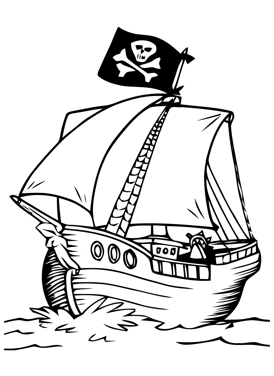 coloriage bateau pirate - Coloriage Pirate sur Hugolescargot 