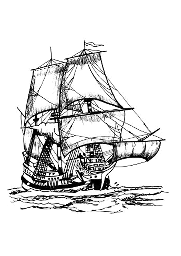dessin à colorier bateau pirate capitaine crochet