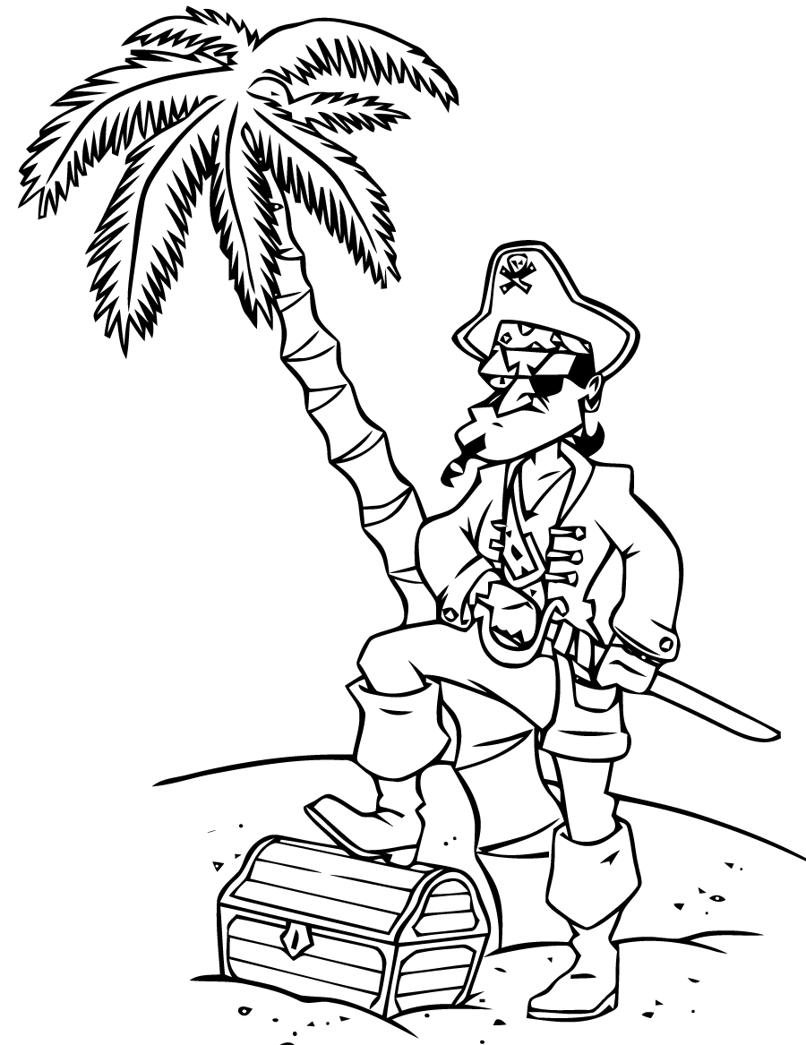 coloriage à dessiner bateau pirate avec pirates