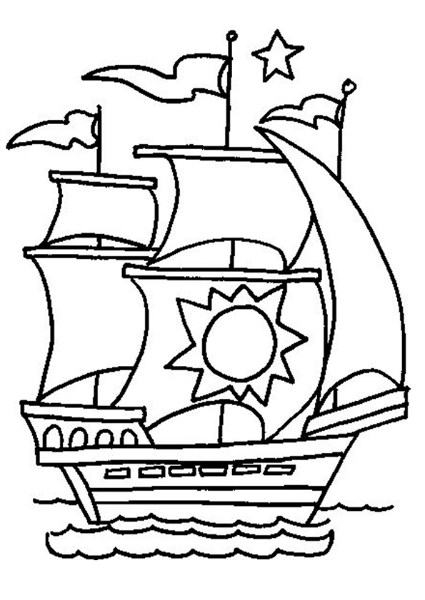 dessin � colorier pirate bateau