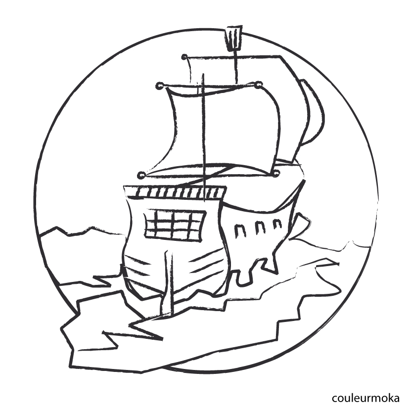 coloriage bateau pirate