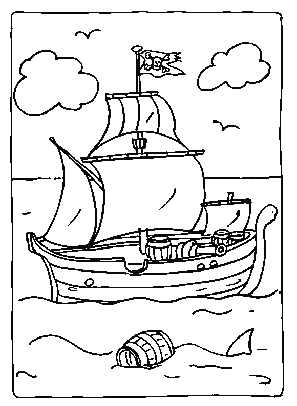 coloriage à dessiner bateau pirate en ligne