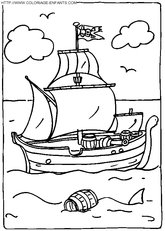 dessin à colorier un bateau