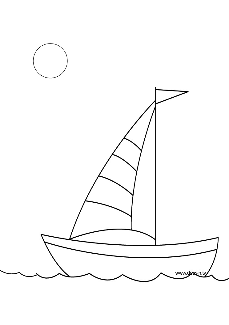 dessin à colorier bateau de plaisance