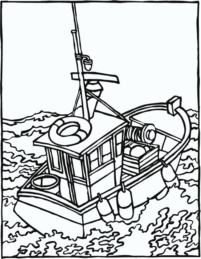 dessin à colorier bateau pirate avec pirates