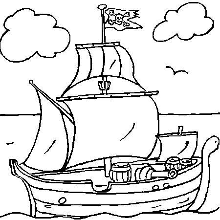 coloriage à dessiner bateau peche