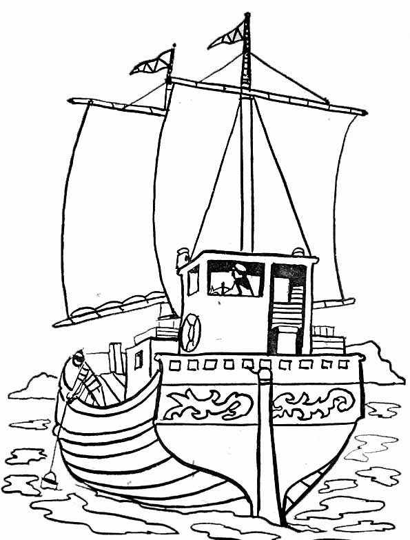 coloriage bateau a moteur imprimer