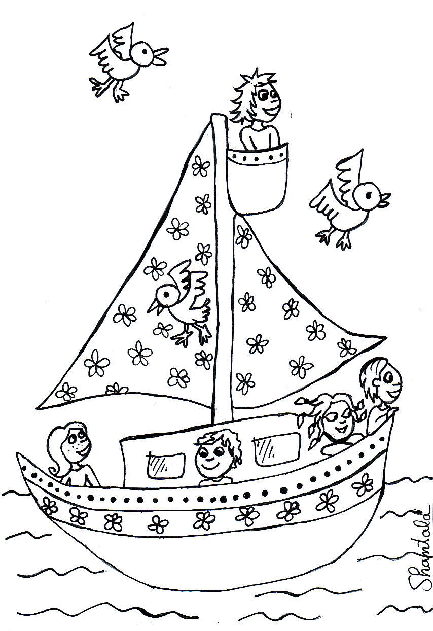 coloriage à dessiner bateau à moteur